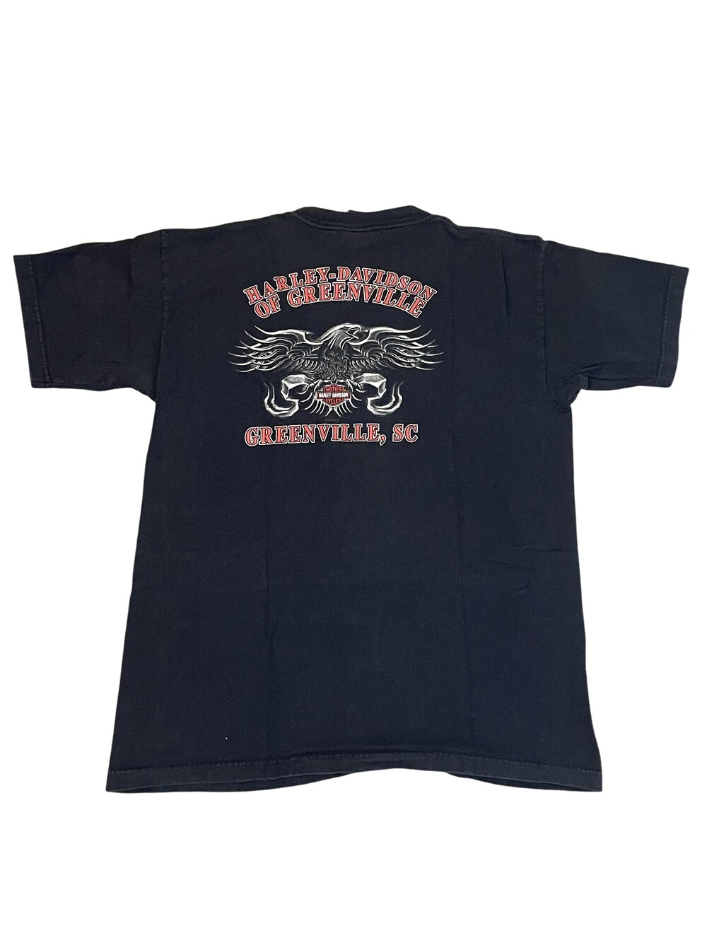 Vintage Harley-Davidson Shirt Mens Large Black Eagle Graphic Greenville SC Tee